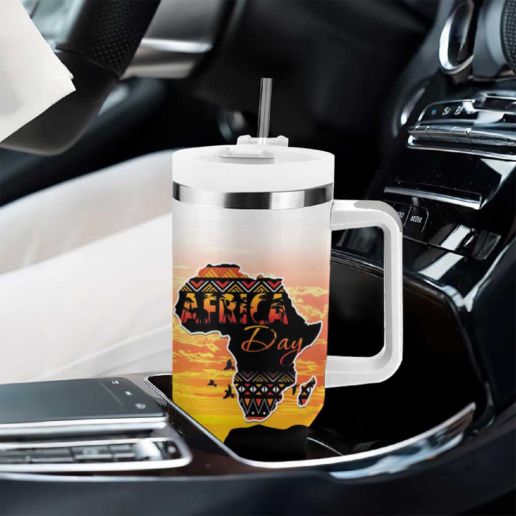 Africa Day Tumbler With Handle Safari With Map - African Pattern LT15