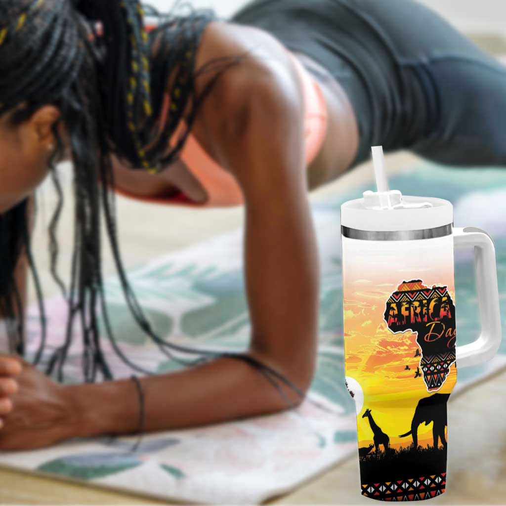 Africa Day Tumbler With Handle Safari With Map - African Pattern LT15