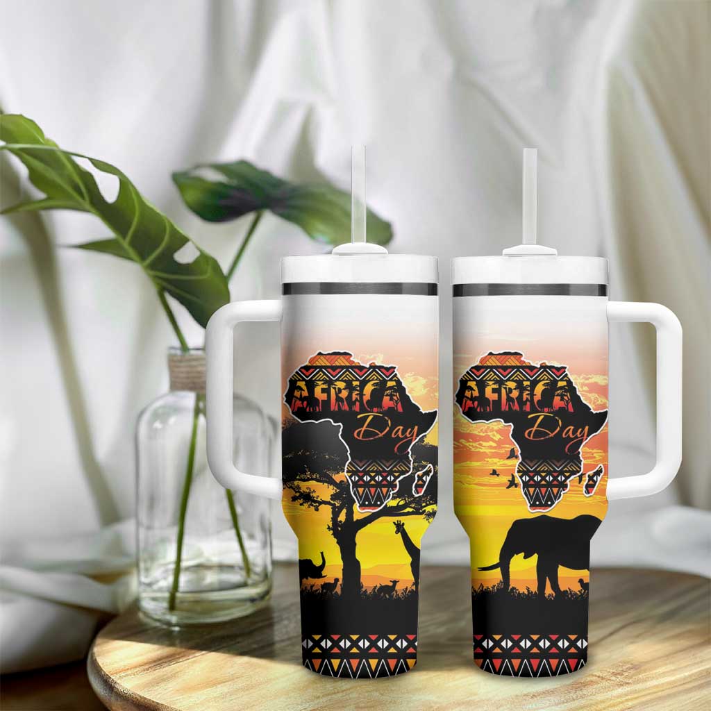 Africa Day Tumbler With Handle Safari With Map - African Pattern LT15