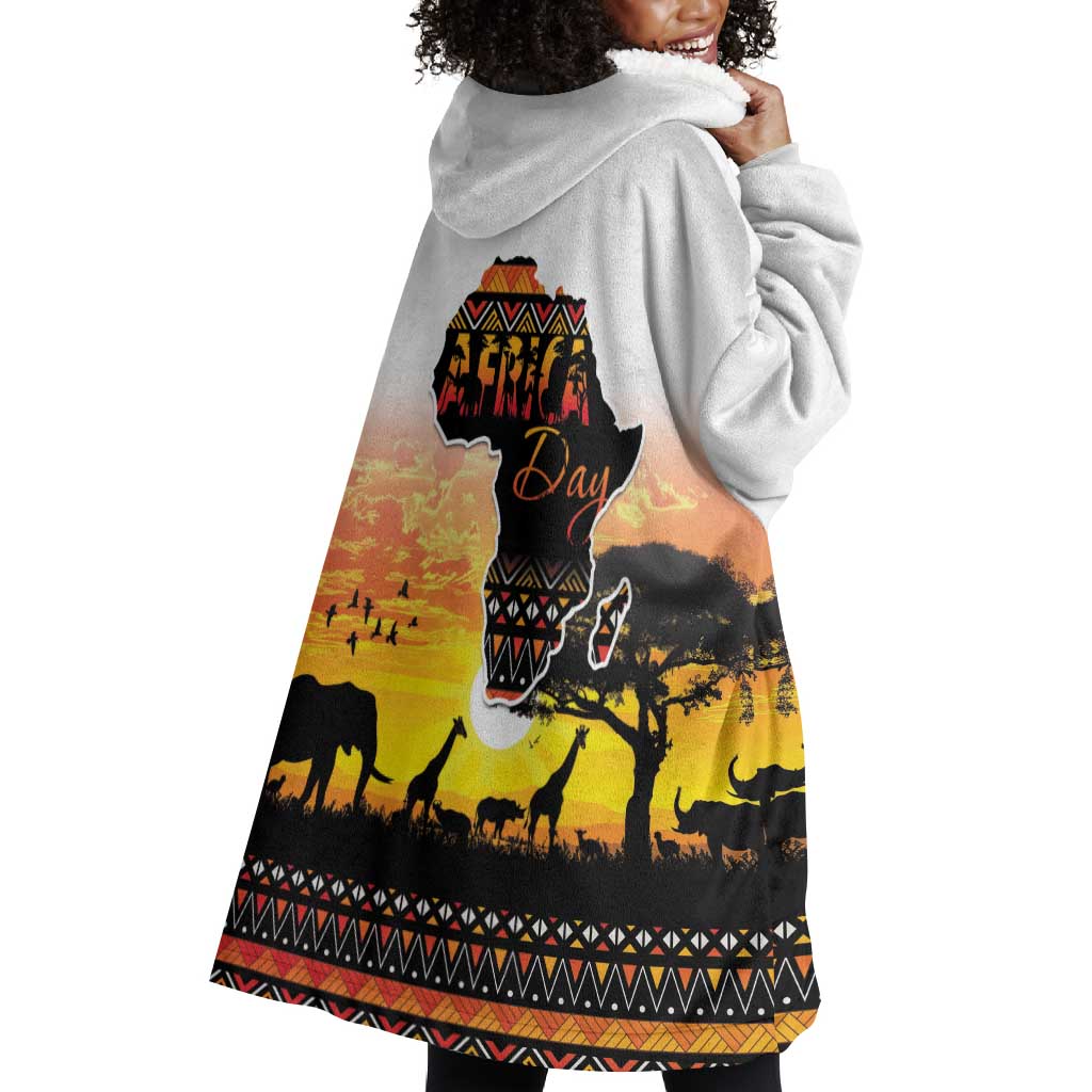 Africa Day Wearable Blanket Hoodie Safari With Map - African Pattern LT15