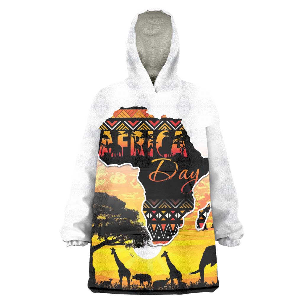 Africa Day Wearable Blanket Hoodie Safari With Map - African Pattern LT15