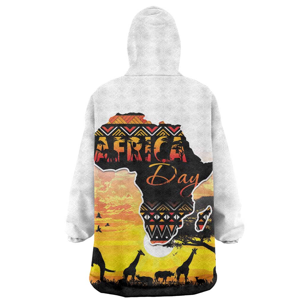 Africa Day Wearable Blanket Hoodie Safari With Map - African Pattern LT15