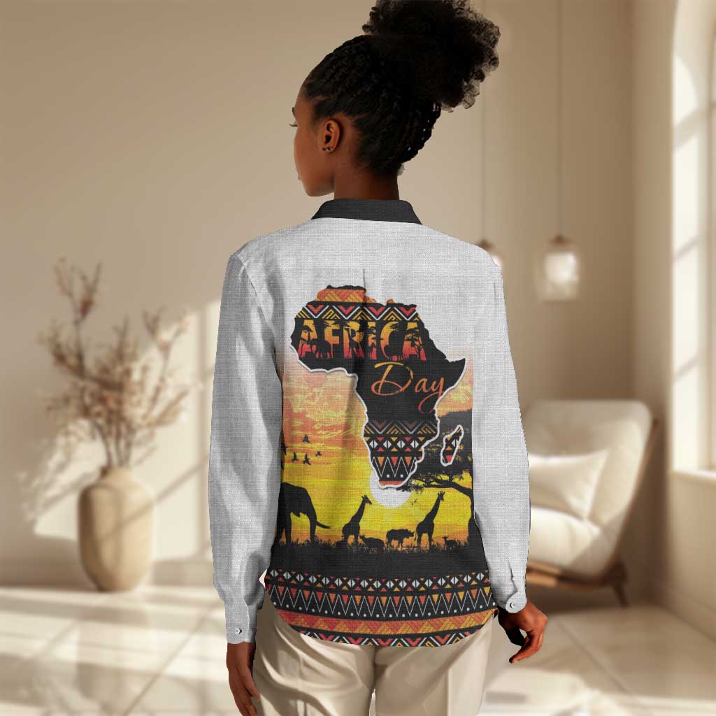 Africa Day Women Casual Shirt Safari With Map - African Pattern LT15