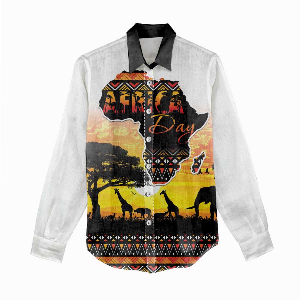 Africa Day Women Casual Shirt Safari With Map - African Pattern LT15