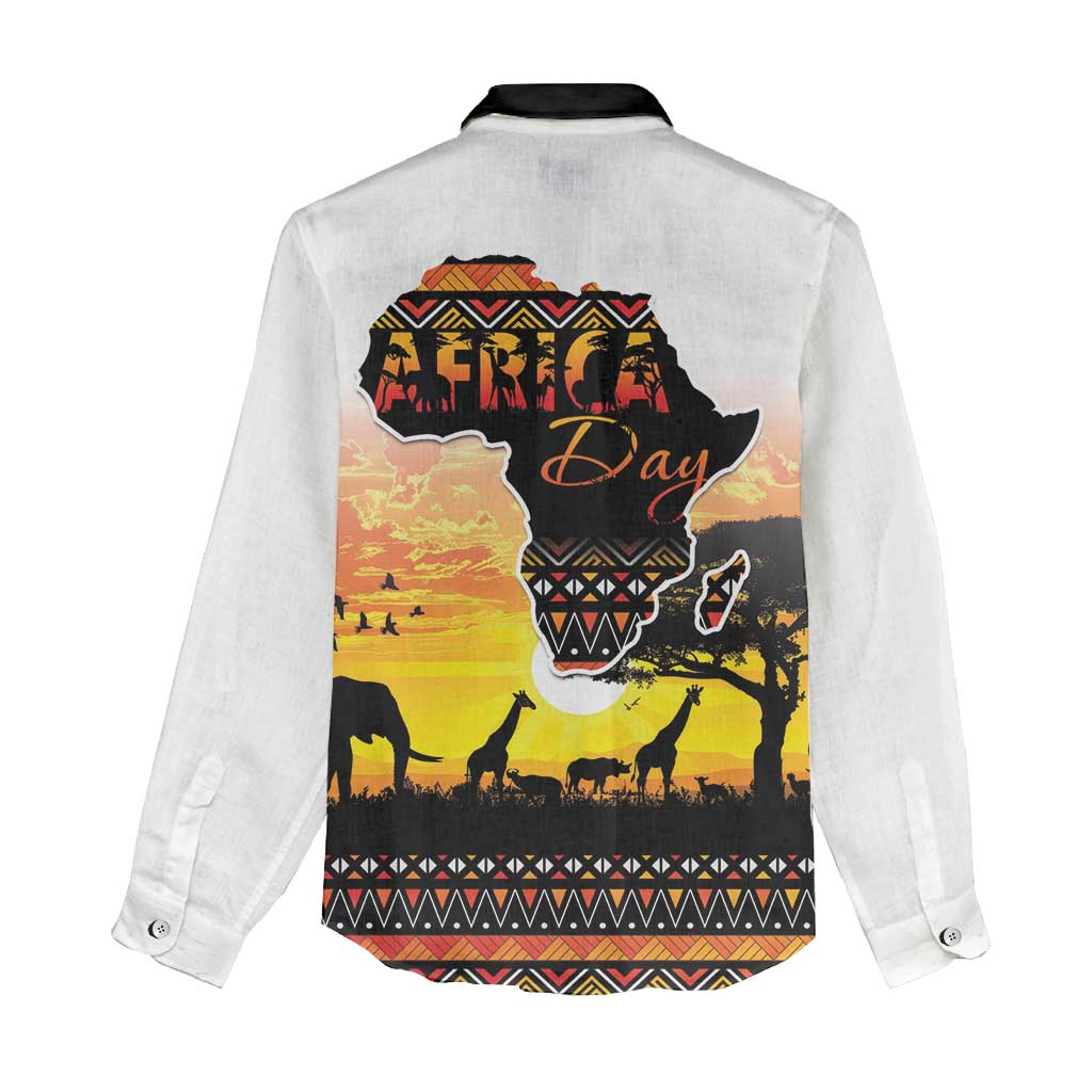 Africa Day Women Casual Shirt Safari With Map - African Pattern LT15