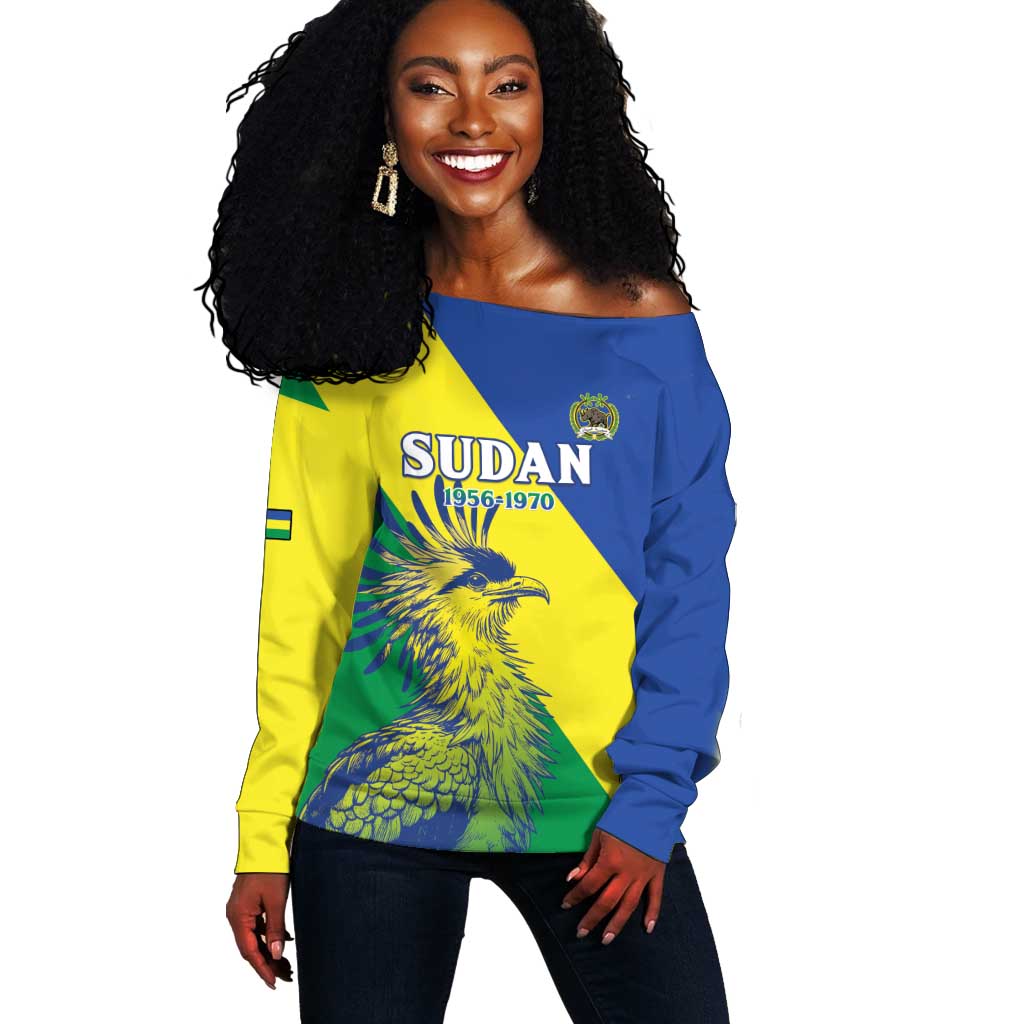 Personalized Sudan Off Shoulder Sweater Coat Of Arms 1956-1970 LT15