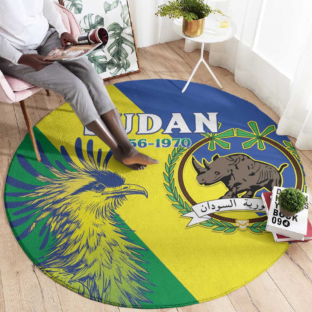 Personalized Sudan Round Carpet Coat Of Arms 1956-1970 LT15