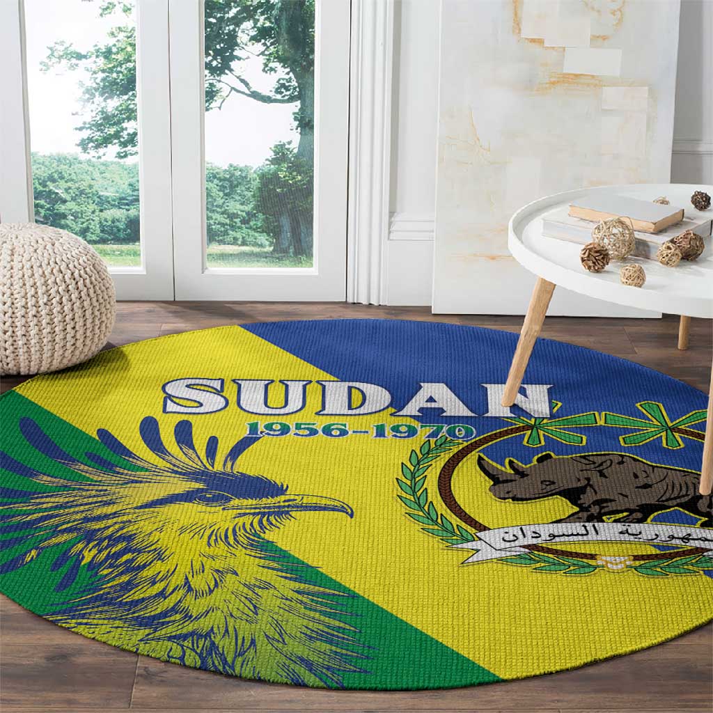 Personalized Sudan Round Carpet Coat Of Arms 1956-1970 LT15