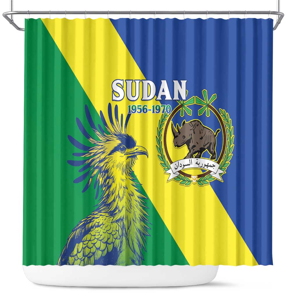 Personalized Sudan 1956-1970 Shower Curtain Secretary Bird Coat Of Arms LT15