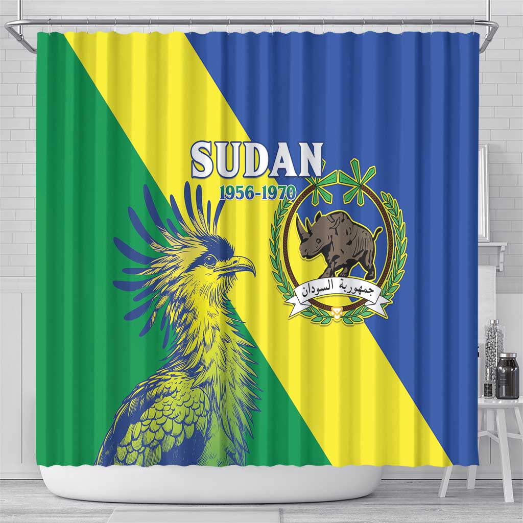 Personalized Sudan 1956-1970 Shower Curtain Secretary Bird Coat Of Arms LT15