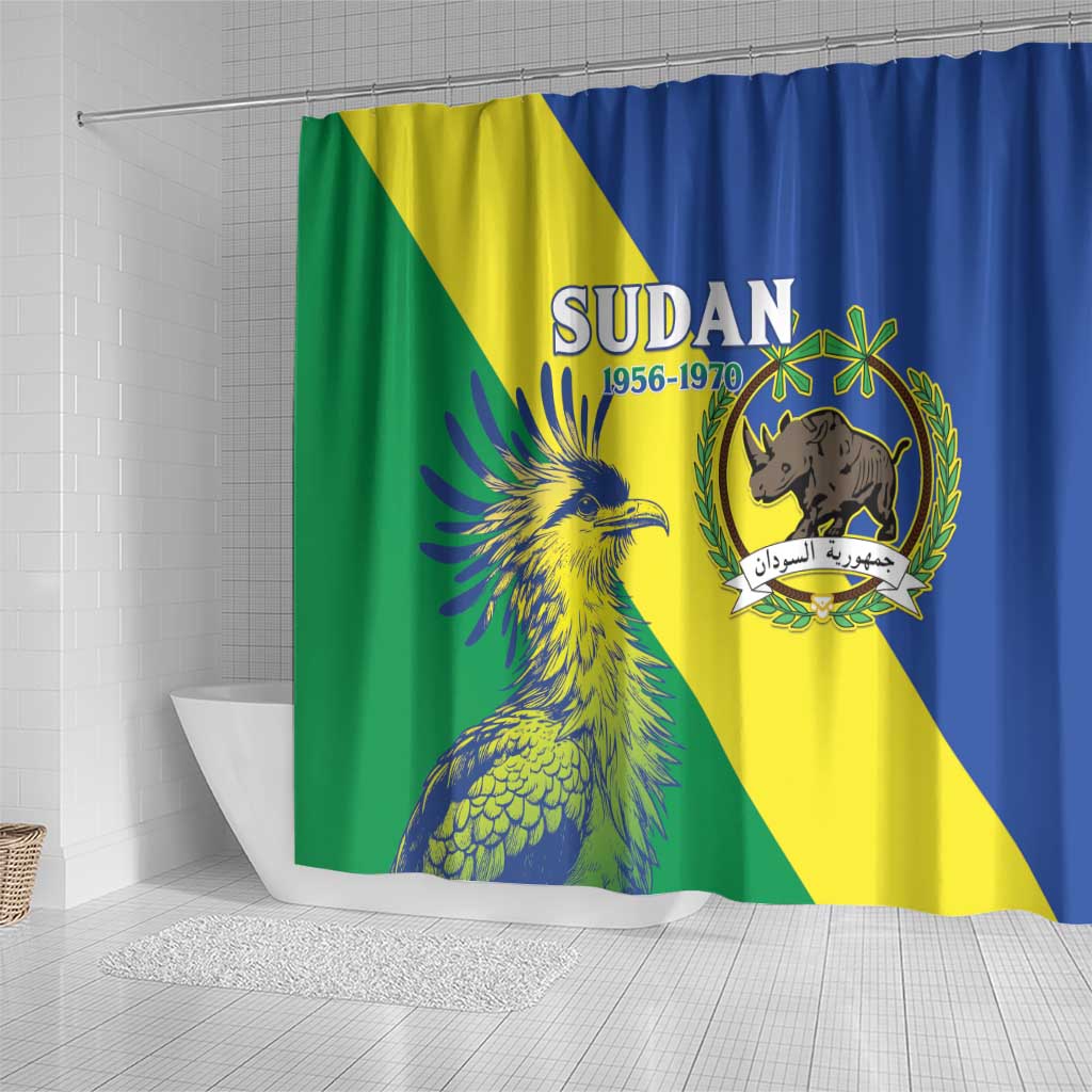 Personalized Sudan 1956-1970 Shower Curtain Secretary Bird Coat Of Arms LT15
