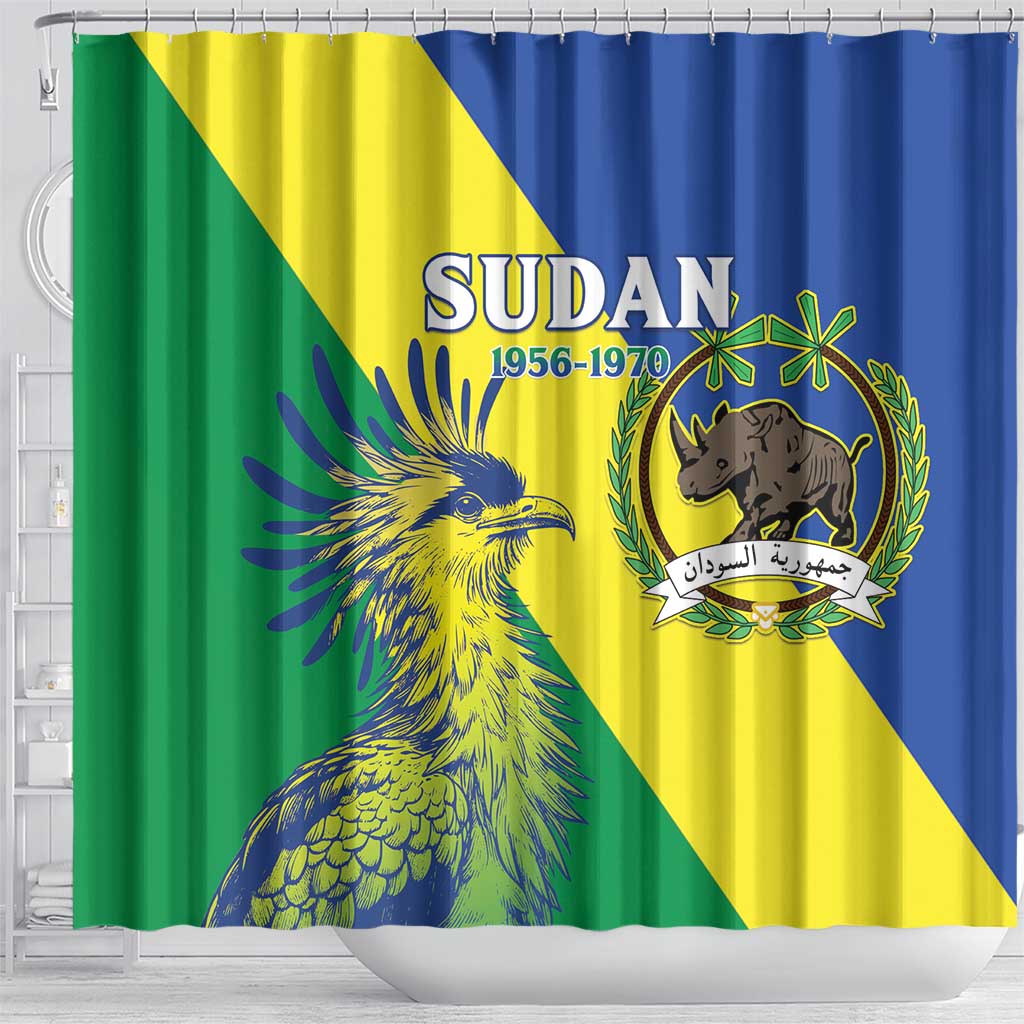 Personalized Sudan 1956-1970 Shower Curtain Secretary Bird Coat Of Arms LT15