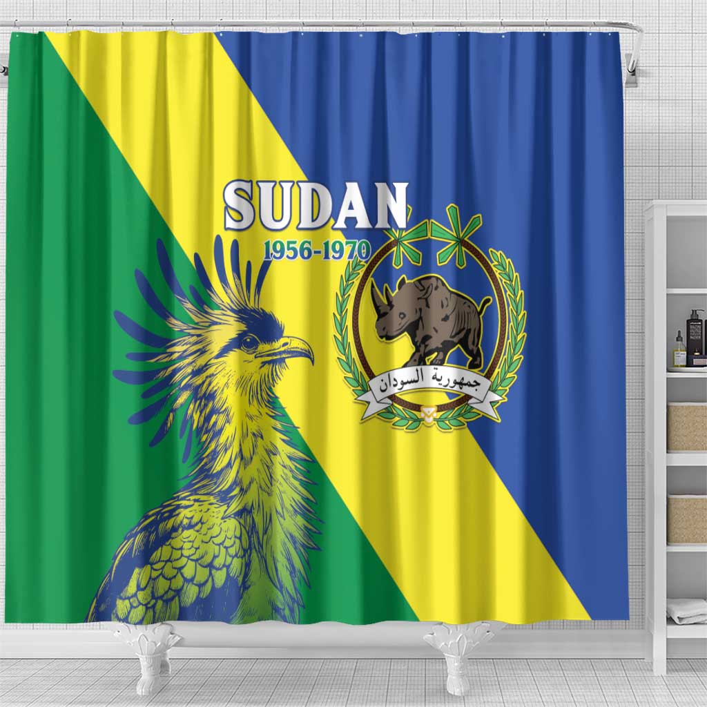 Personalized Sudan 1956-1970 Shower Curtain Secretary Bird Coat Of Arms LT15