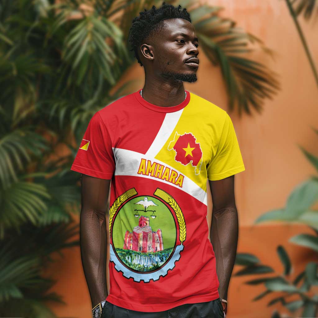 Personalized Amhara Region T shirt Coat Of Arms With Amhara Map LT15