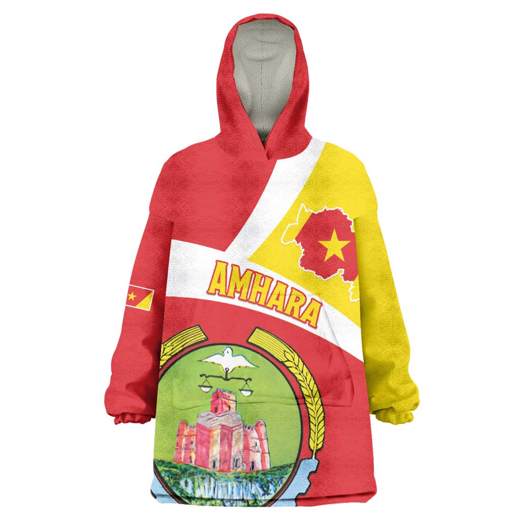 Personalized Amhara Region Wearable Blanket Hoodie Coat Of Arms With Amhara Map LT15