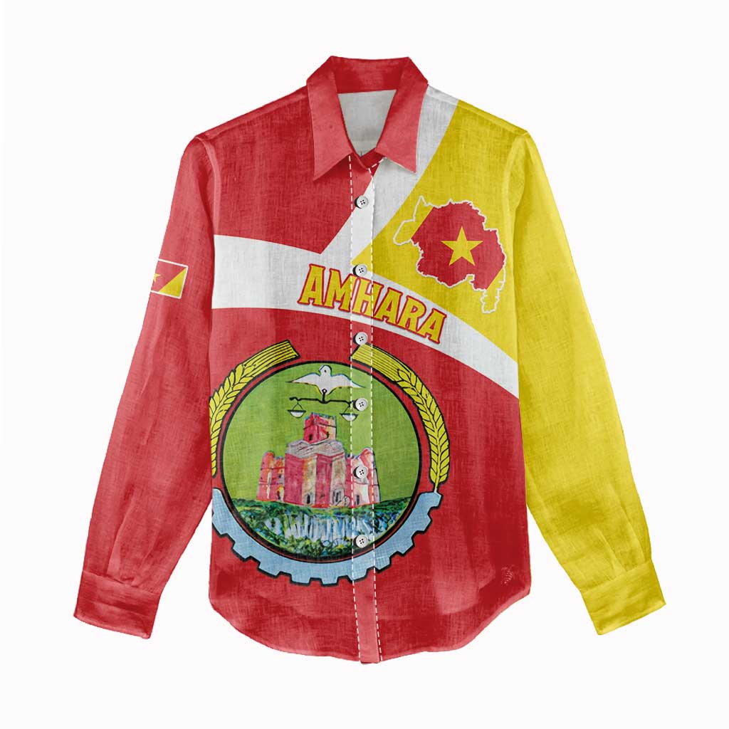 Personalized Amhara Region Women Casual Shirt Coat Of Arms With Amhara Map LT15