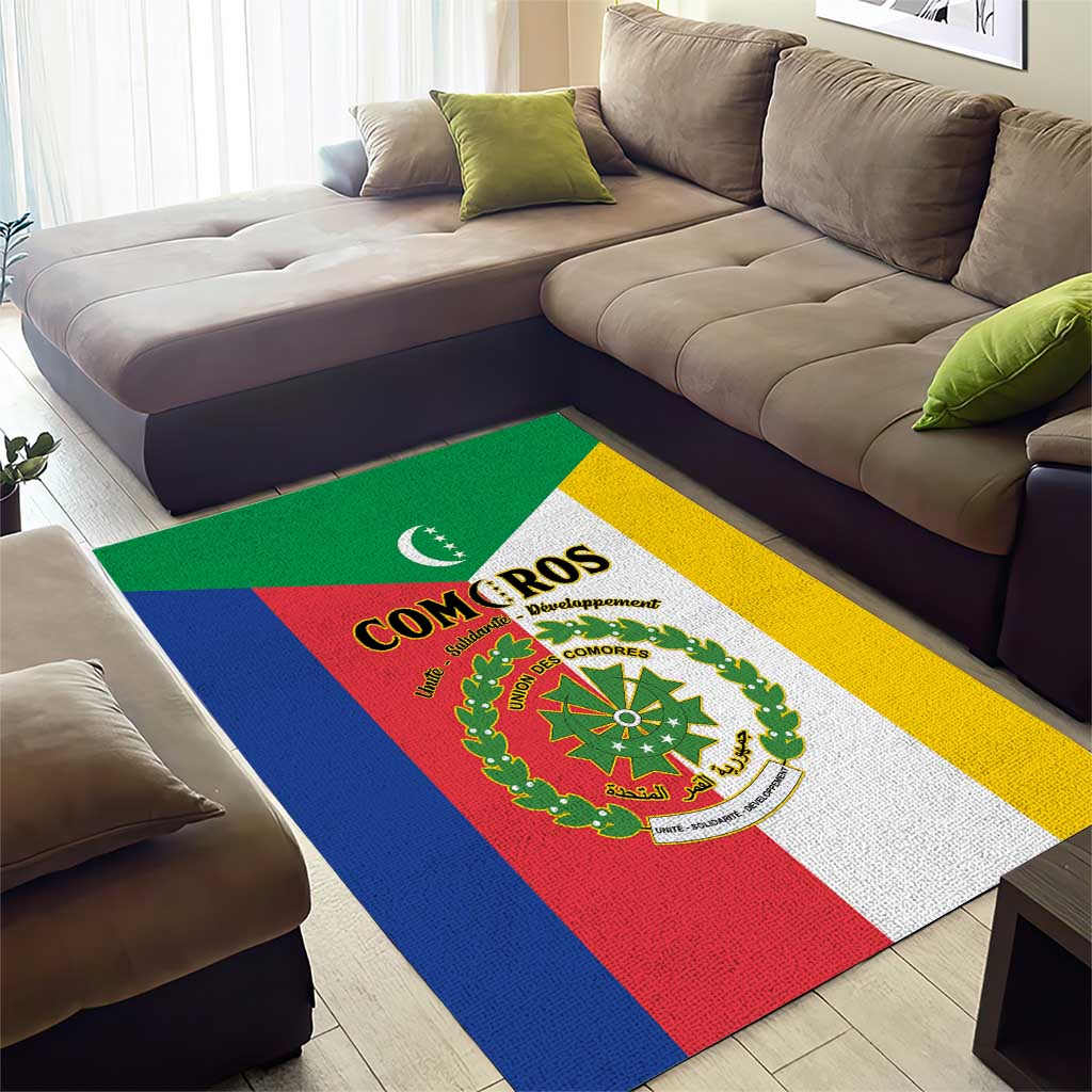 Comoros Coat Of Arms Flag Style Area Rug LT15