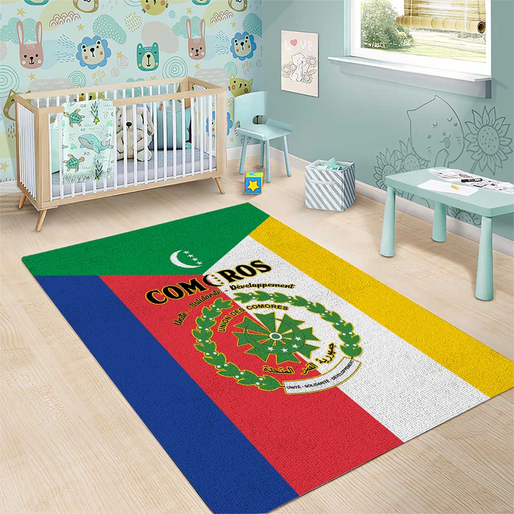 Comoros Coat Of Arms Flag Style Area Rug LT15