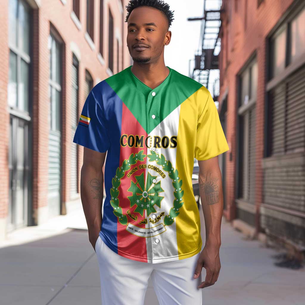 Comoros Coat Of Arms Flag Style Baseball Jersey LT15