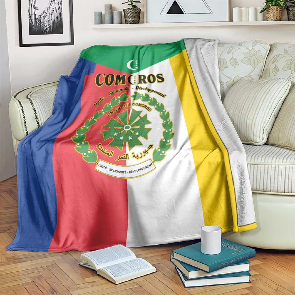 Comoros Coat Of Arms Flag Style Blanket LT15
