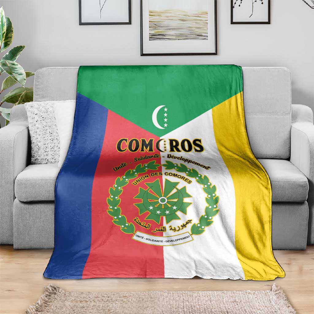 Comoros Coat Of Arms Flag Style Blanket LT15