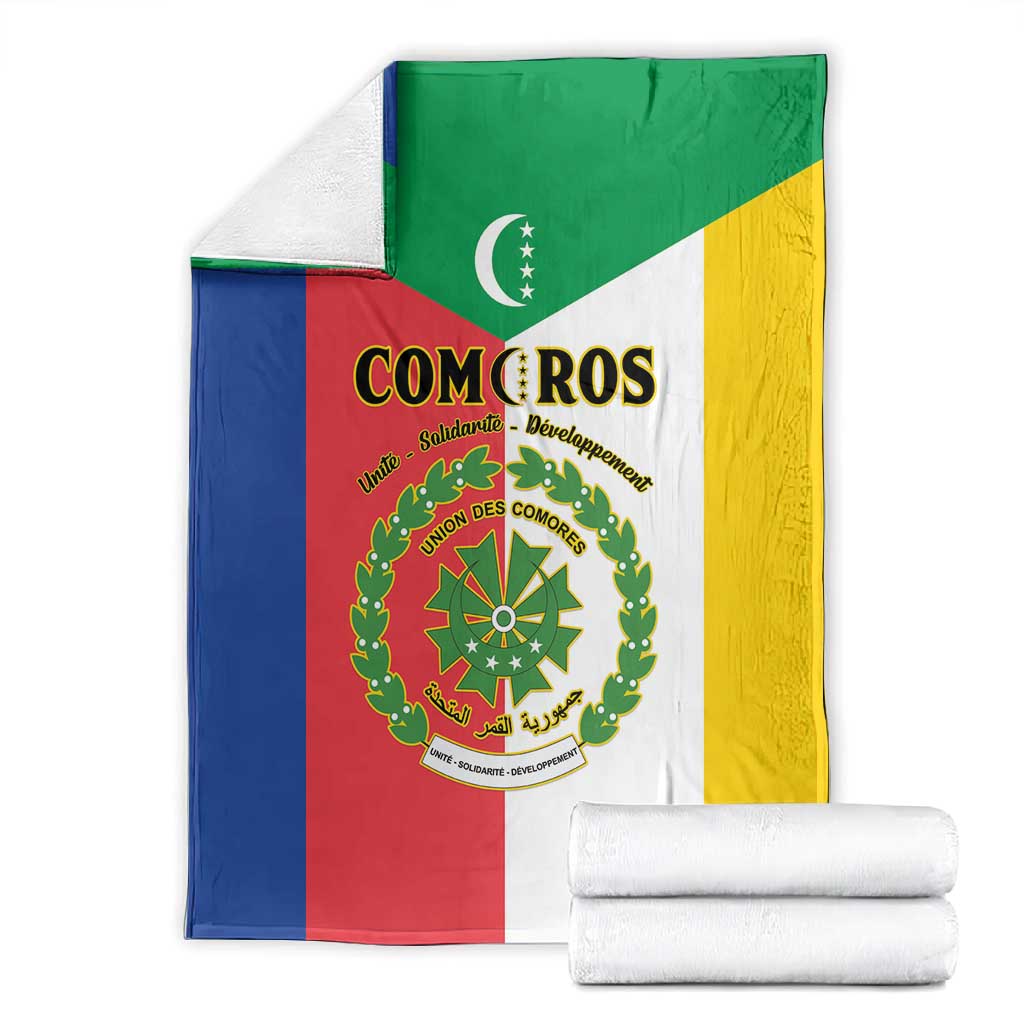 Comoros Coat Of Arms Flag Style Blanket LT15