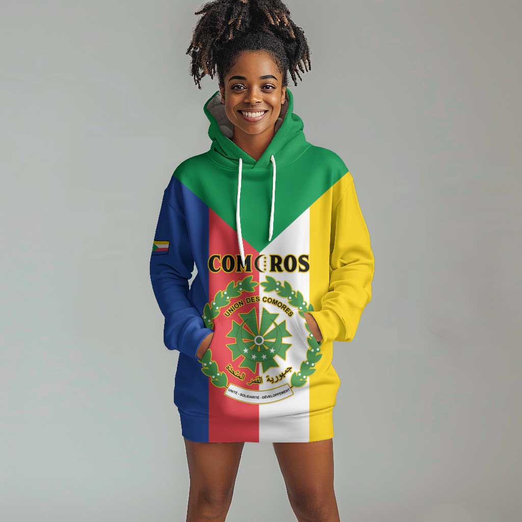 Comoros Coat Of Arms Flag Style Hoodie Dress LT15