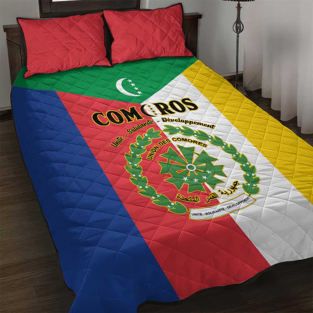 Comoros Coat Of Arms Flag Style Quilt Bed Set LT15