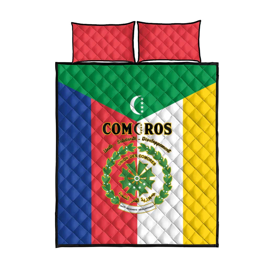 Comoros Coat Of Arms Flag Style Quilt Bed Set LT15