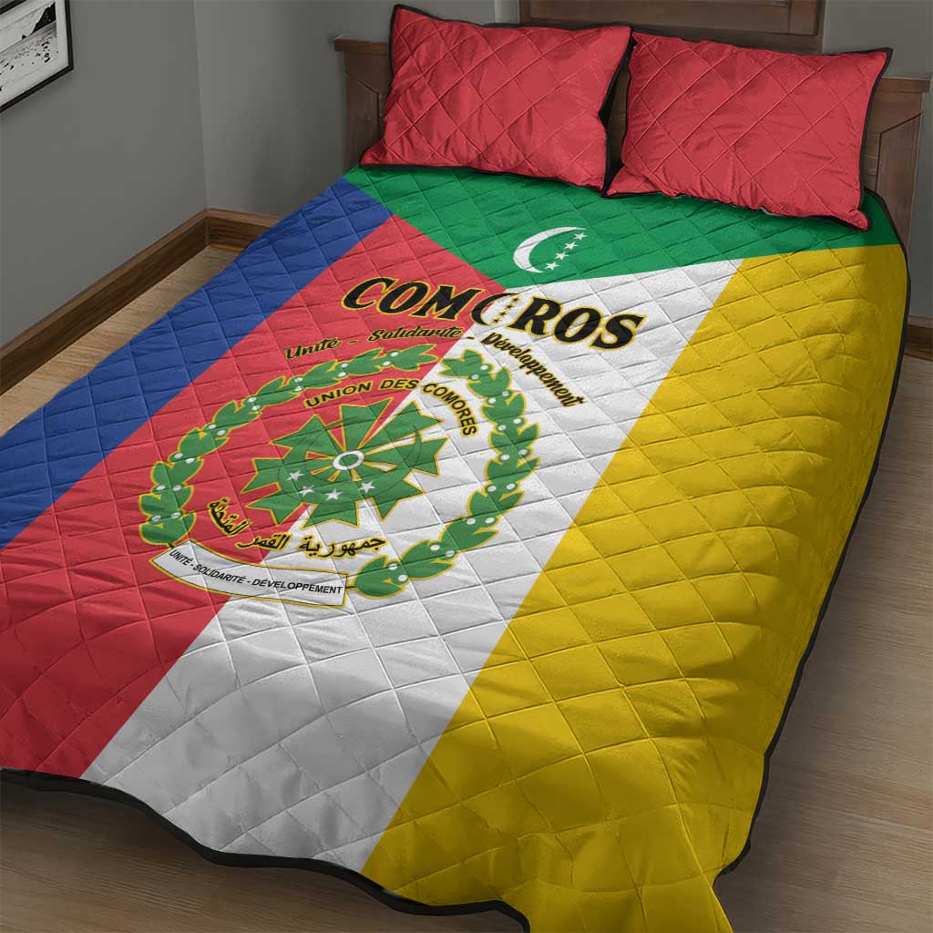 Comoros Coat Of Arms Flag Style Quilt Bed Set LT15
