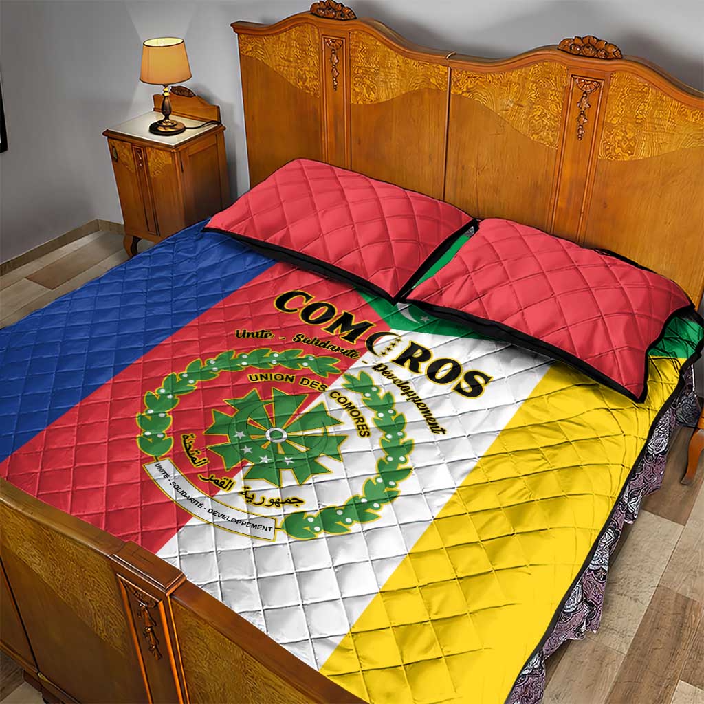 Comoros Coat Of Arms Flag Style Quilt Bed Set LT15