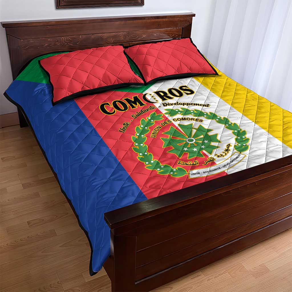 Comoros Coat Of Arms Flag Style Quilt Bed Set LT15