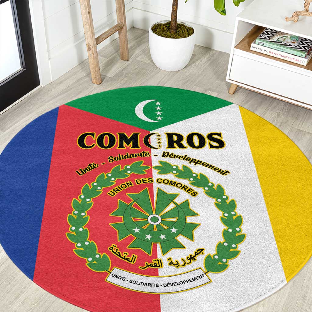 Comoros Coat Of Arms Flag Style Round Carpet LT15