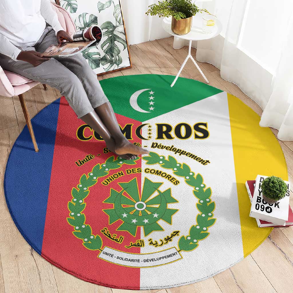 Comoros Coat Of Arms Flag Style Round Carpet LT15