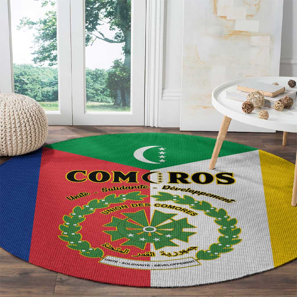 Comoros Coat Of Arms Flag Style Round Carpet LT15