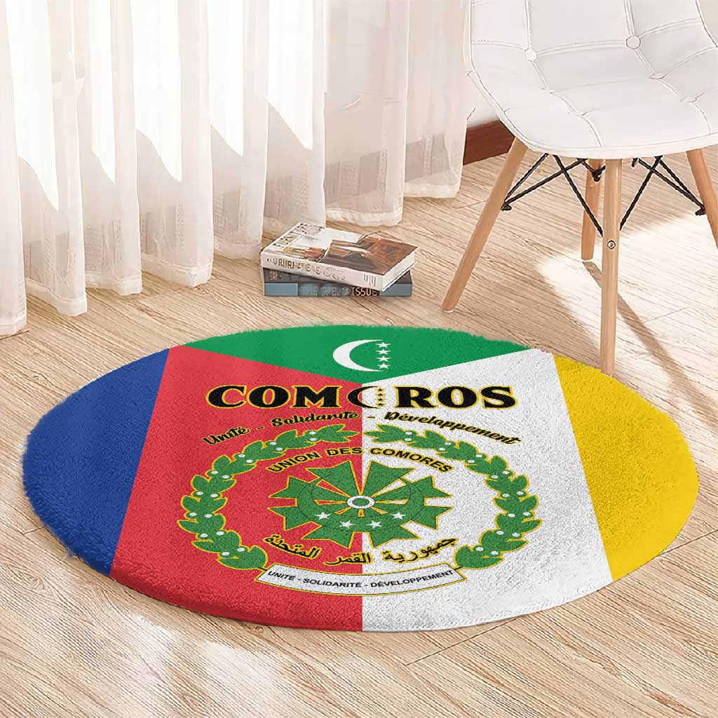 Comoros Coat Of Arms Flag Style Round Carpet LT15