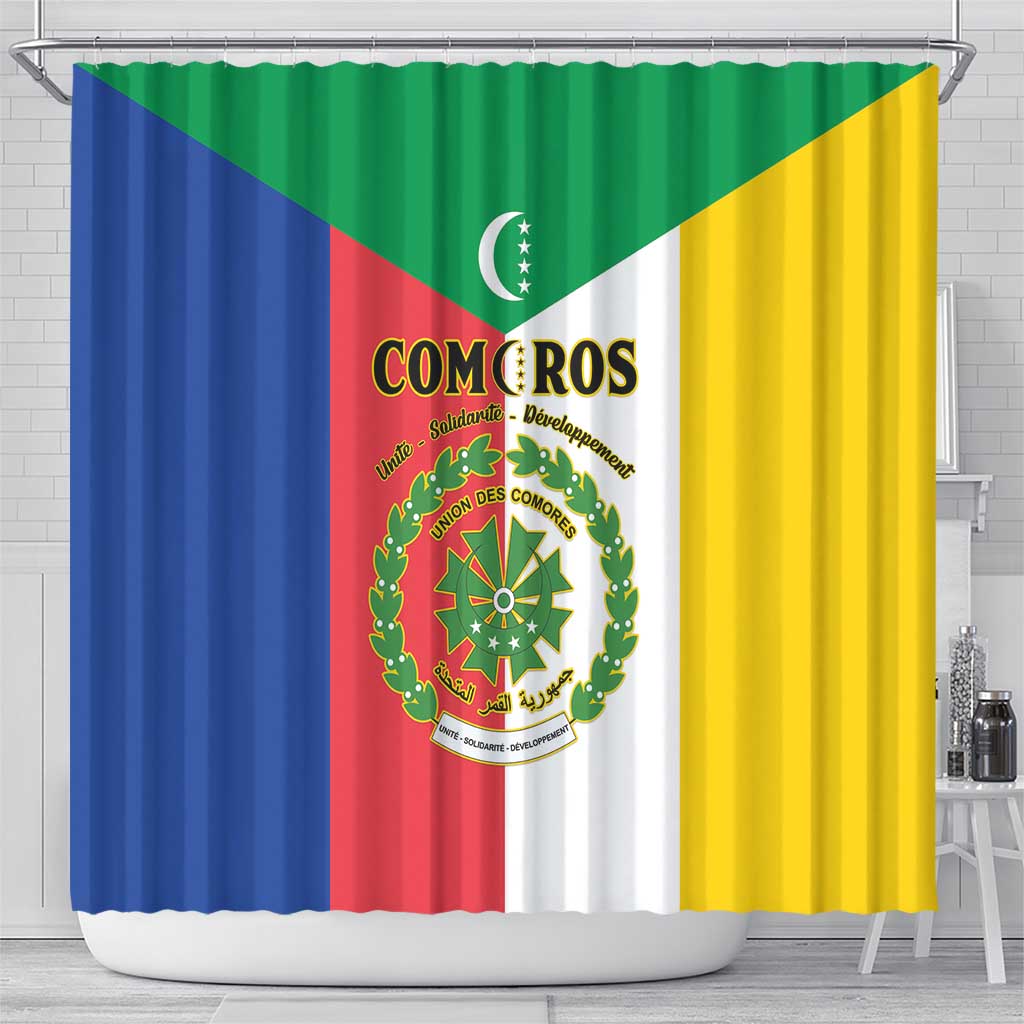 Comoros Shower Curtain Coat Of Arms Flag Style LT15