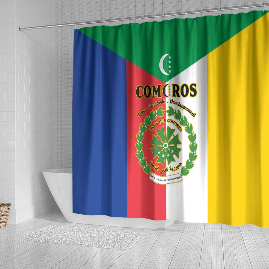 Comoros Shower Curtain Coat Of Arms Flag Style LT15