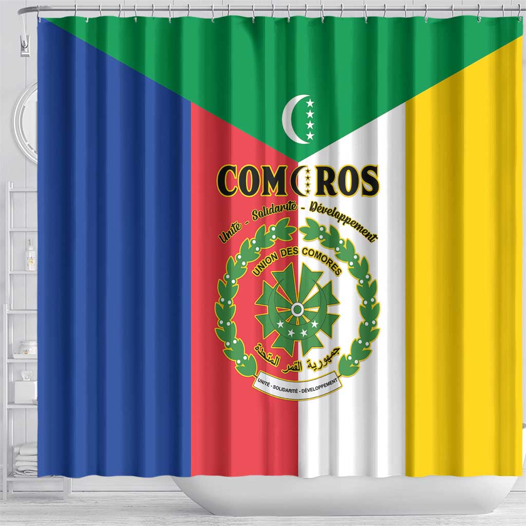 Comoros Shower Curtain Coat Of Arms Flag Style LT15