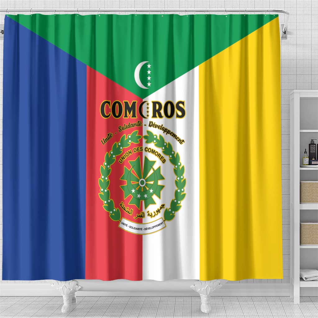 Comoros Shower Curtain Coat Of Arms Flag Style LT15