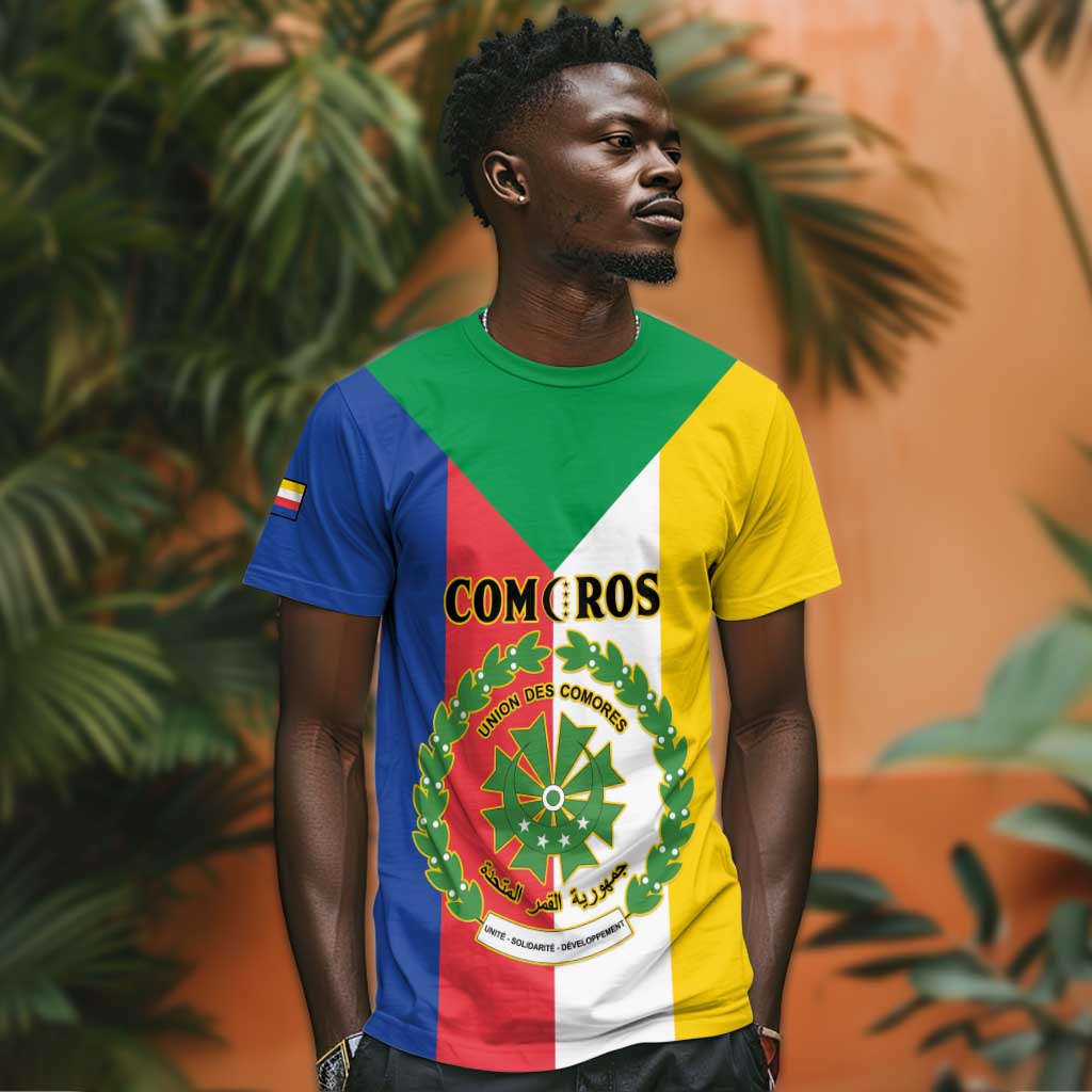 Comoros Coat Of Arms Flag Style T shirt LT15
