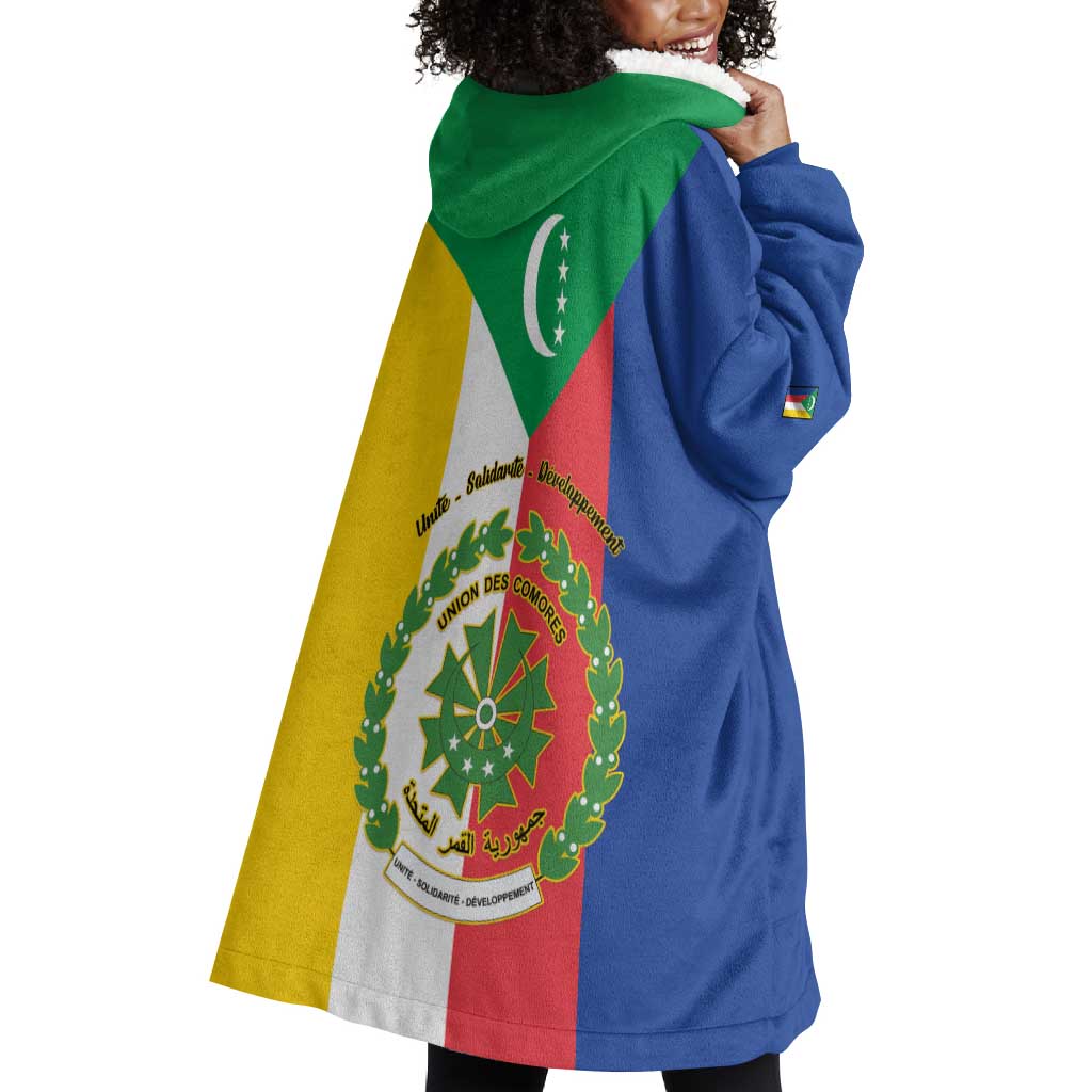 Comoros Coat Of Arms Flag Style Wearable Blanket Hoodie LT15
