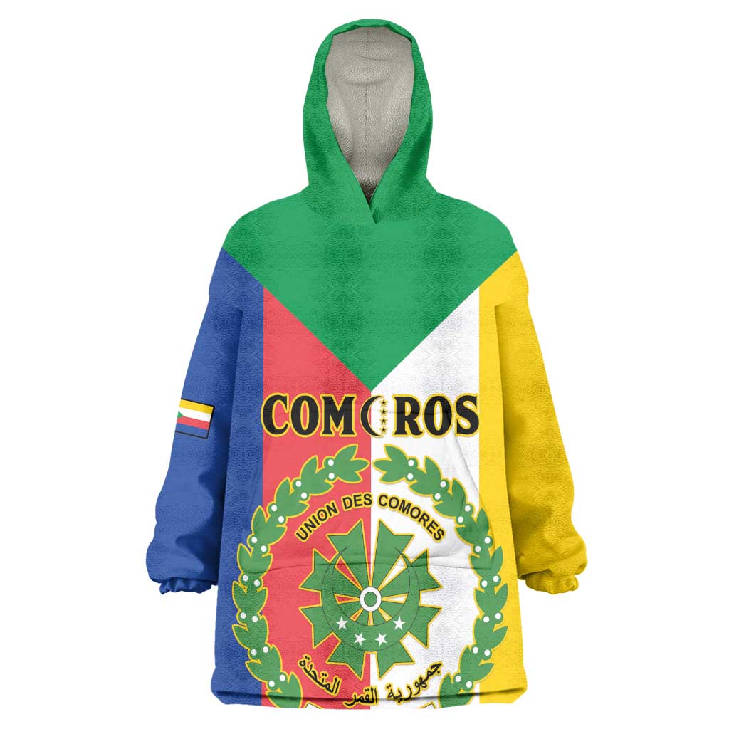 Comoros Coat Of Arms Flag Style Wearable Blanket Hoodie LT15