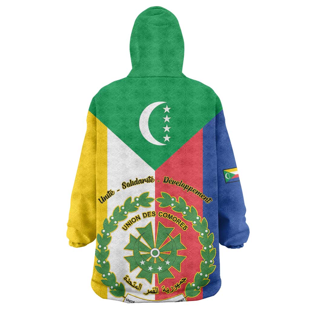 Comoros Coat Of Arms Flag Style Wearable Blanket Hoodie LT15