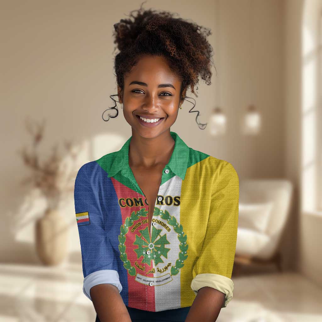 Comoros Coat Of Arms Flag Style Women Casual Shirt LT15