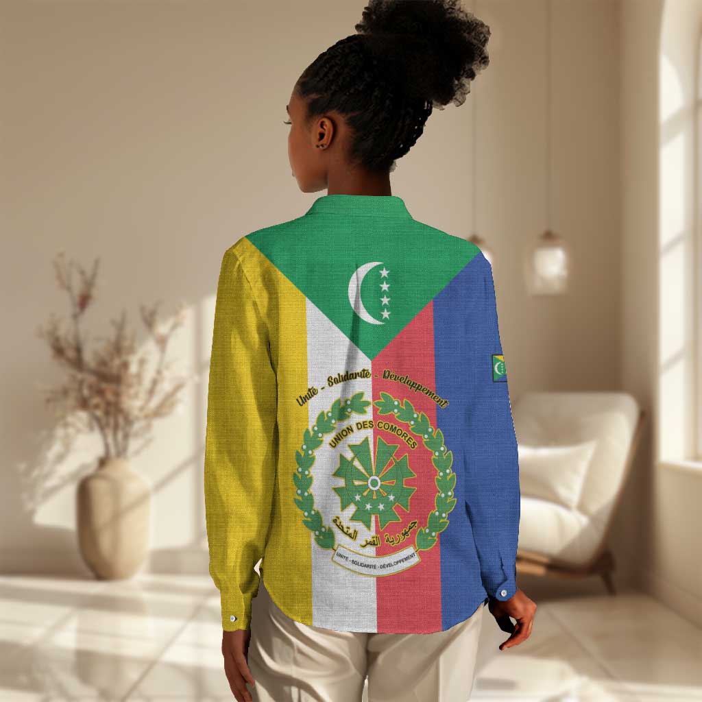 Comoros Coat Of Arms Flag Style Women Casual Shirt LT15