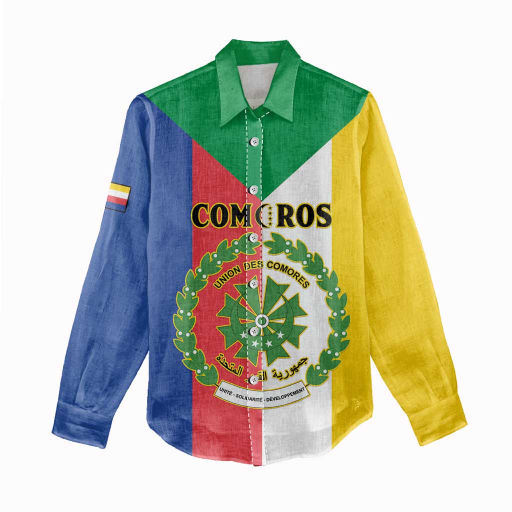 Comoros Coat Of Arms Flag Style Women Casual Shirt LT15