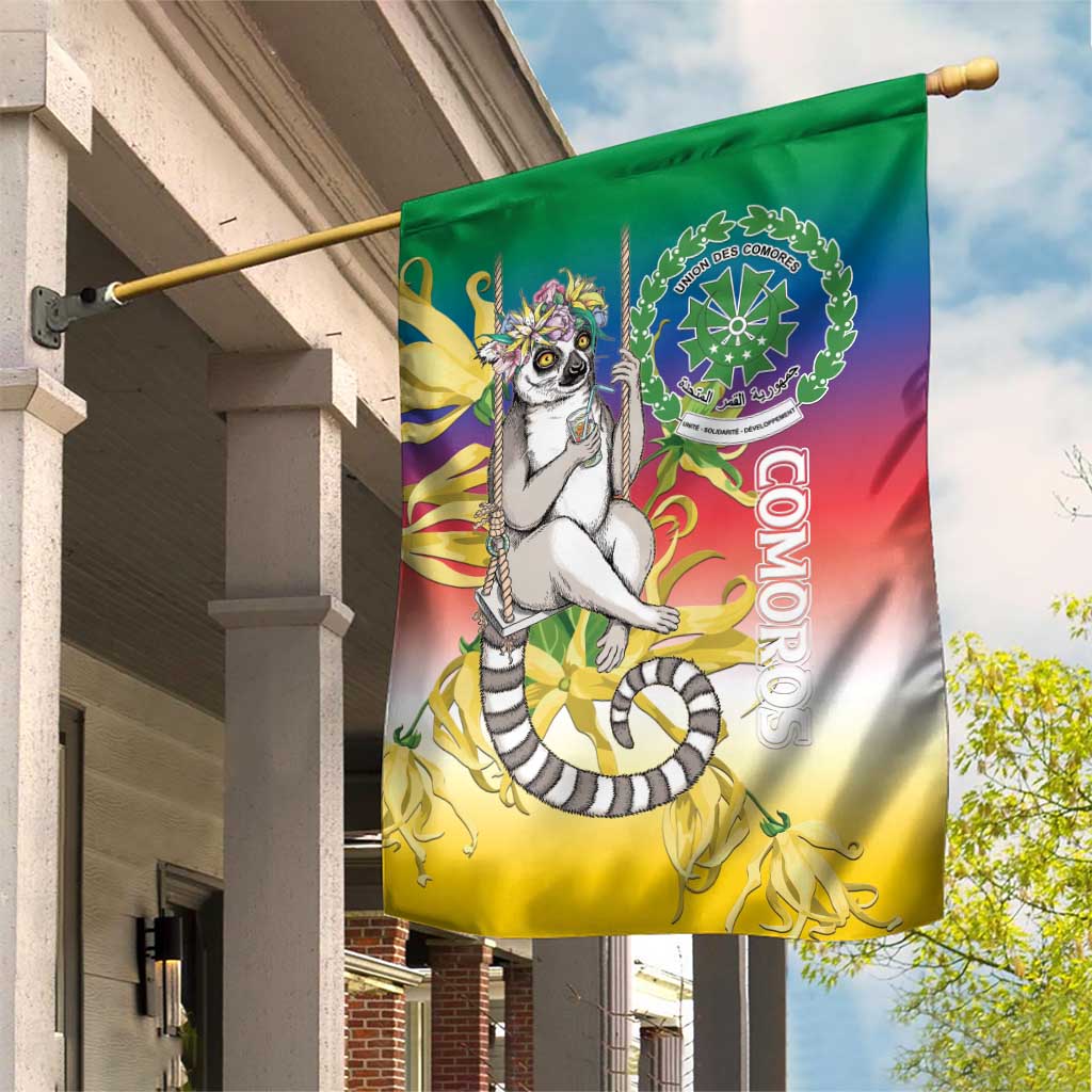 Comoros Garden Flag Mongoose Lemur With Ylang Ylang LT15