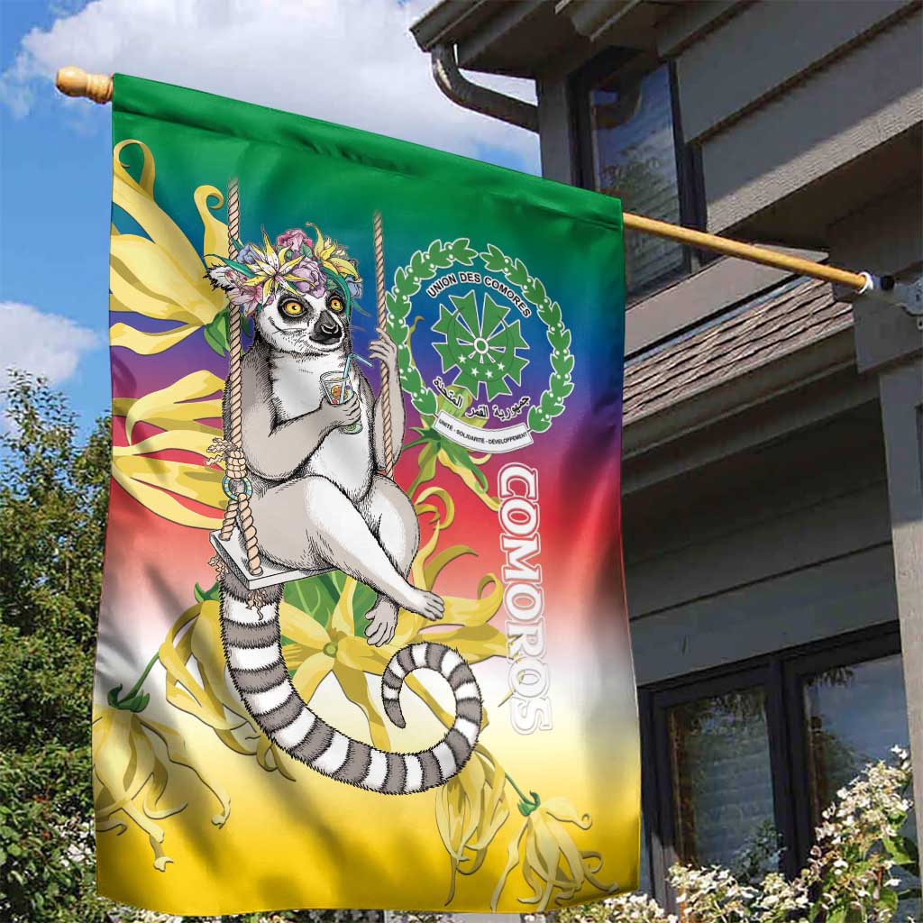 Comoros Garden Flag Mongoose Lemur With Ylang Ylang LT15