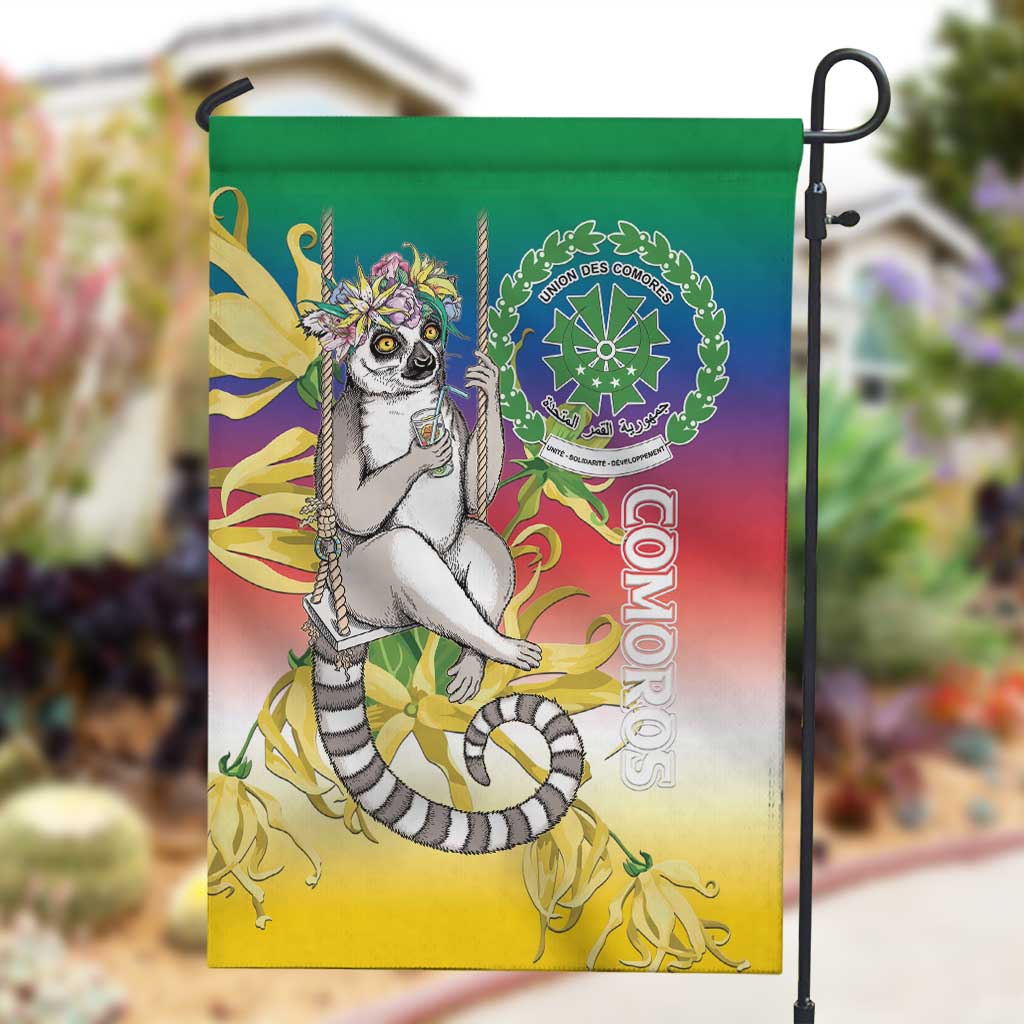 Comoros Garden Flag Mongoose Lemur With Ylang Ylang LT15